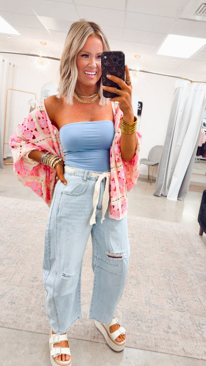 Basic Bandeau Top-Denim Blue