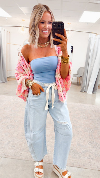 Basic Bandeau Top-Denim Blue