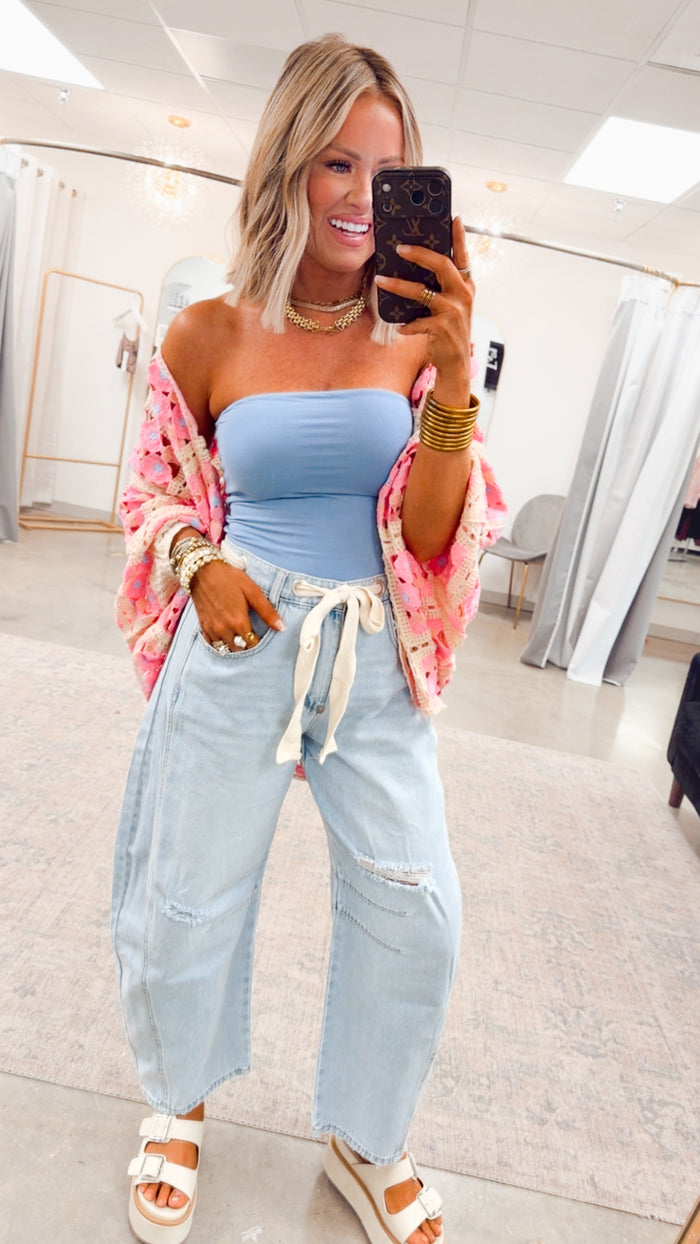 Basic Bandeau Top-Denim Blue