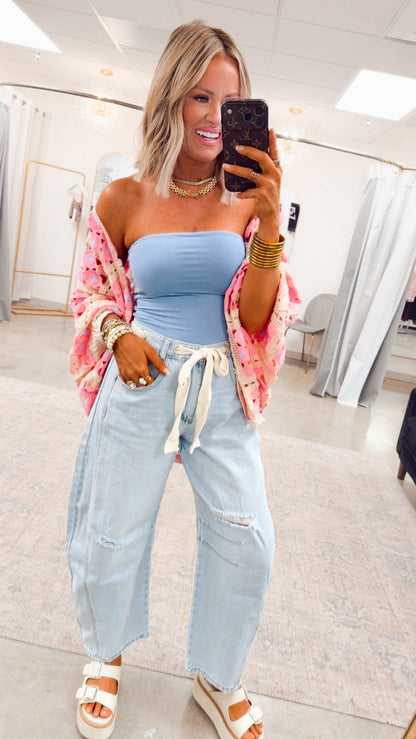 Basic Bandeau Top-Denim Blue