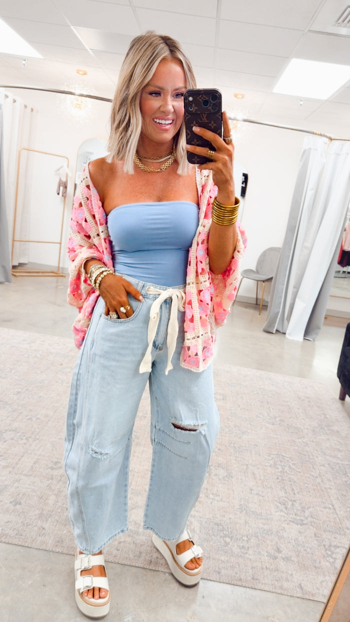 Basic Bandeau Top-Denim Blue
