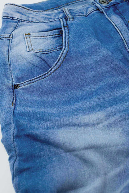 Basic Boyfriend Jeans With Stitch Detail - Denim