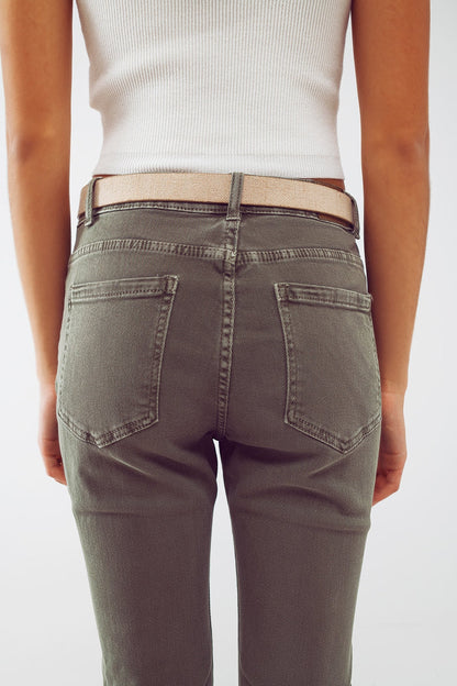 Basic Skinny Jeans in Army Green - Coloured Jeans