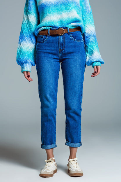 Basic Skinny Leg Jeans In Stretch Denim In Mid Wash - Denim
