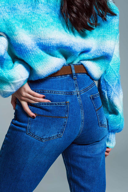 Basic Skinny Leg Jeans In Stretch Denim In Mid Wash - Denim