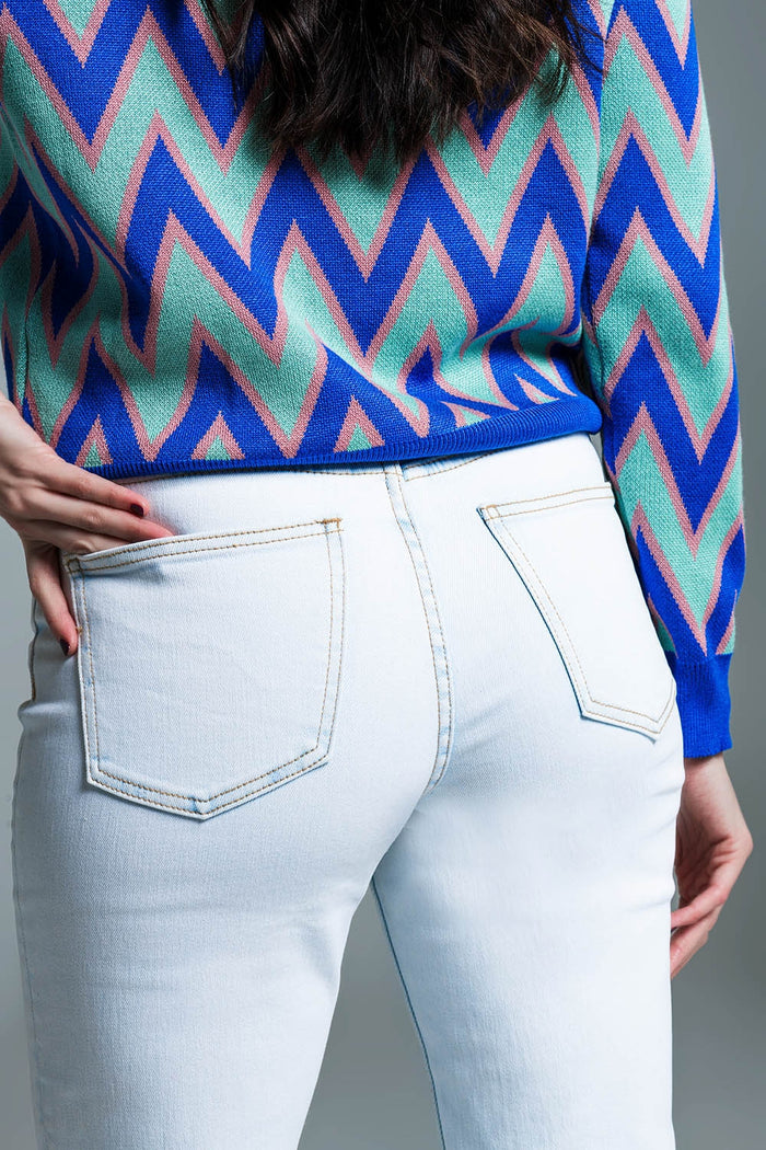 Basic Straight Leg Bleached Jeans - Denim