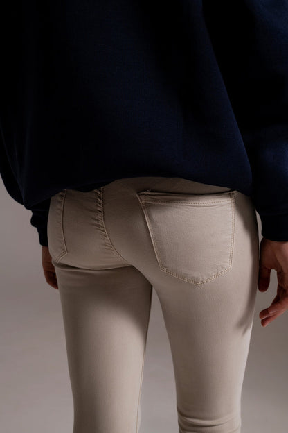 Beige ankle jeans with soft wrinkles - trousers, Coloured Jeans