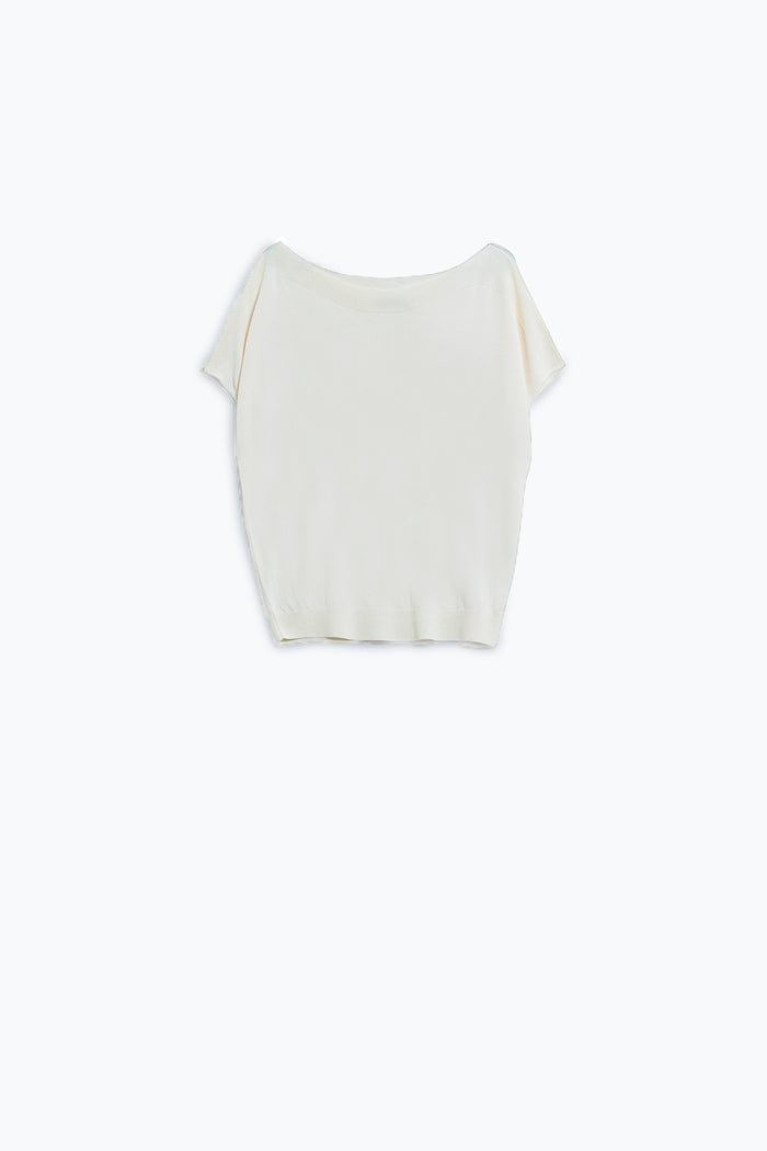 Beige boat neck relaxed sweater