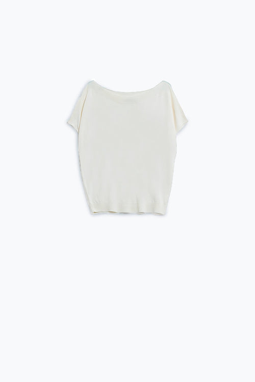 Beige boat neck relaxed sweater