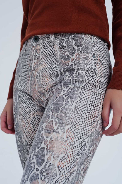 beige coloured pants with snake print - Coloured Jeans