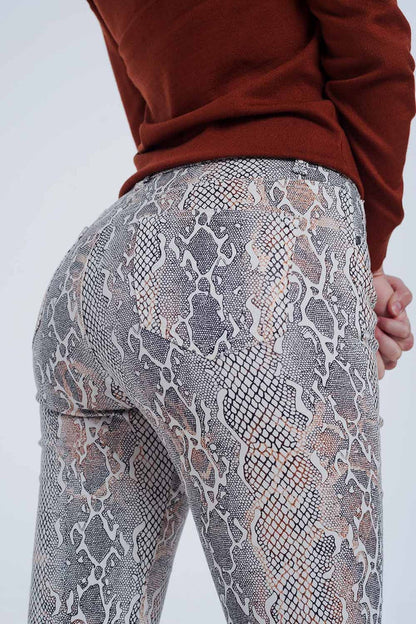 beige coloured pants with snake print - Coloured Jeans