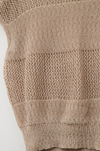 Beige crochet Knit Cap Sleeve Sweater
