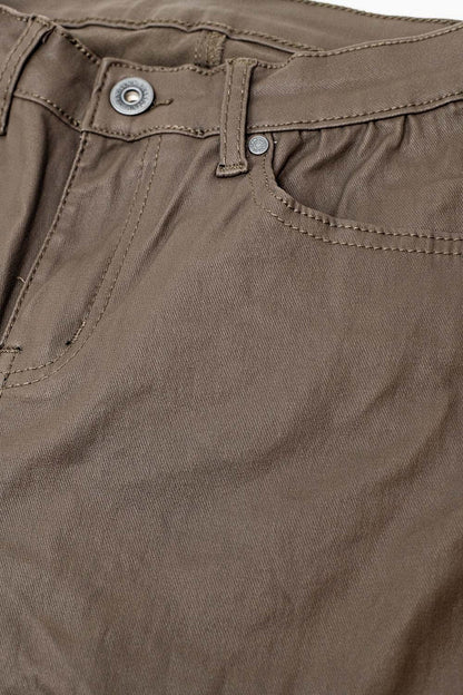 Beige Faux Leather Super Skinny Pants - trousers