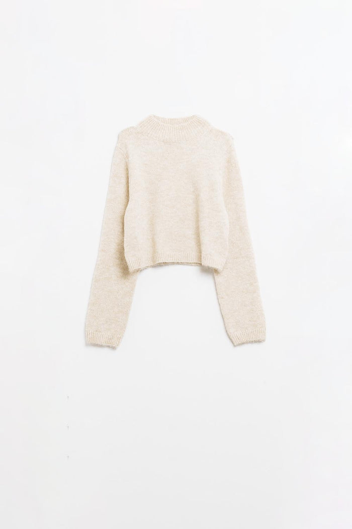 Beige jersey with long sleeves and open back detail