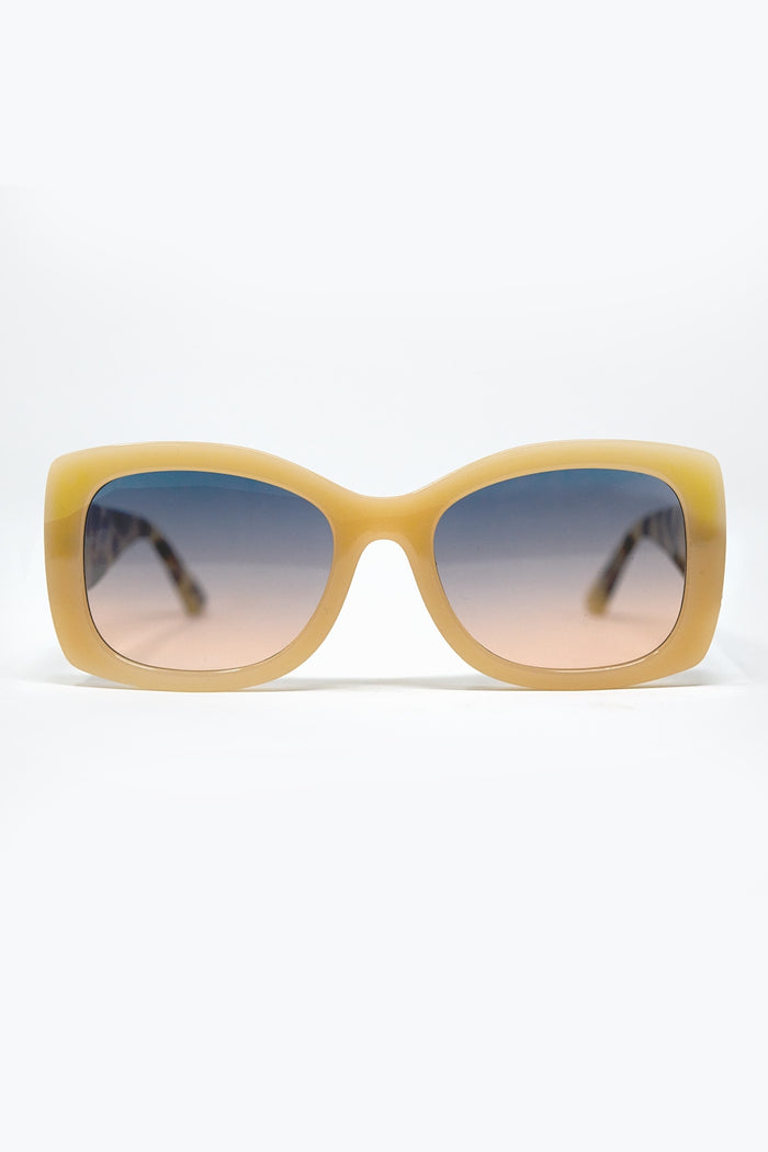 Beige Oversized Oval Sunglasses in Acetate