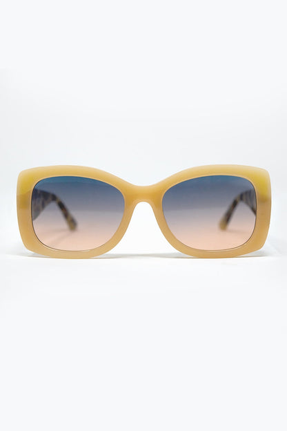 Beige Oversized Oval Sunglasses in Acetate