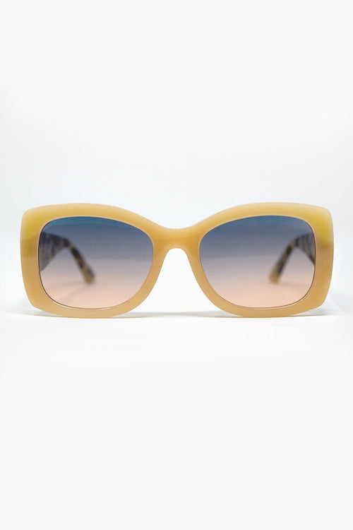 Beige Oversized Oval Sunglasses in Acetate