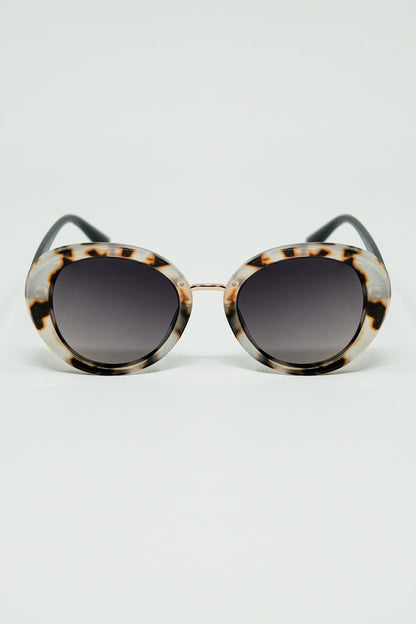 Beige Sunset Spot Oval Shaped Sunglasses