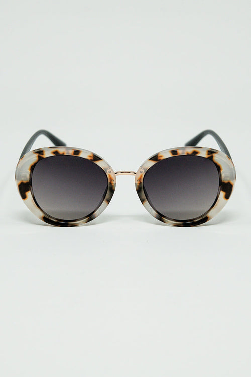 Beige Sunset Spot Oval Shaped Sunglasses