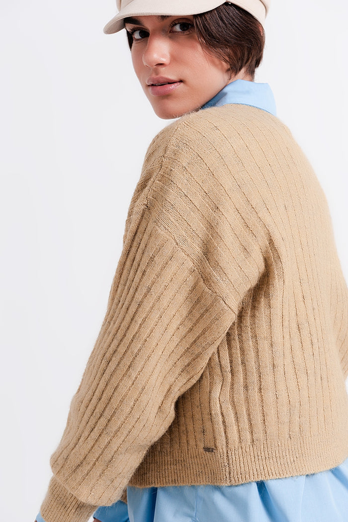Beige sweater in stripe