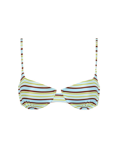 LSPACE Belle bikini top in Comporta Cool Girl print, off-model flat lay.