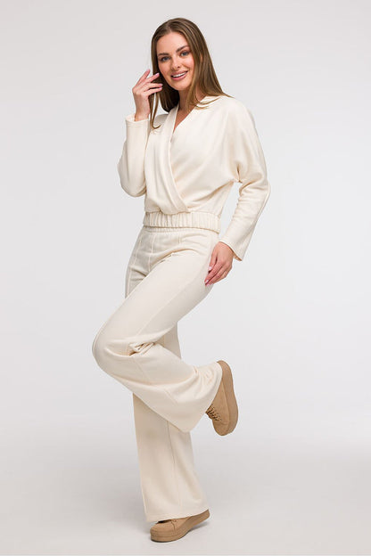 BeWear Long Sleeves Versatile Wrap Sweatshirt Top - Sweaters