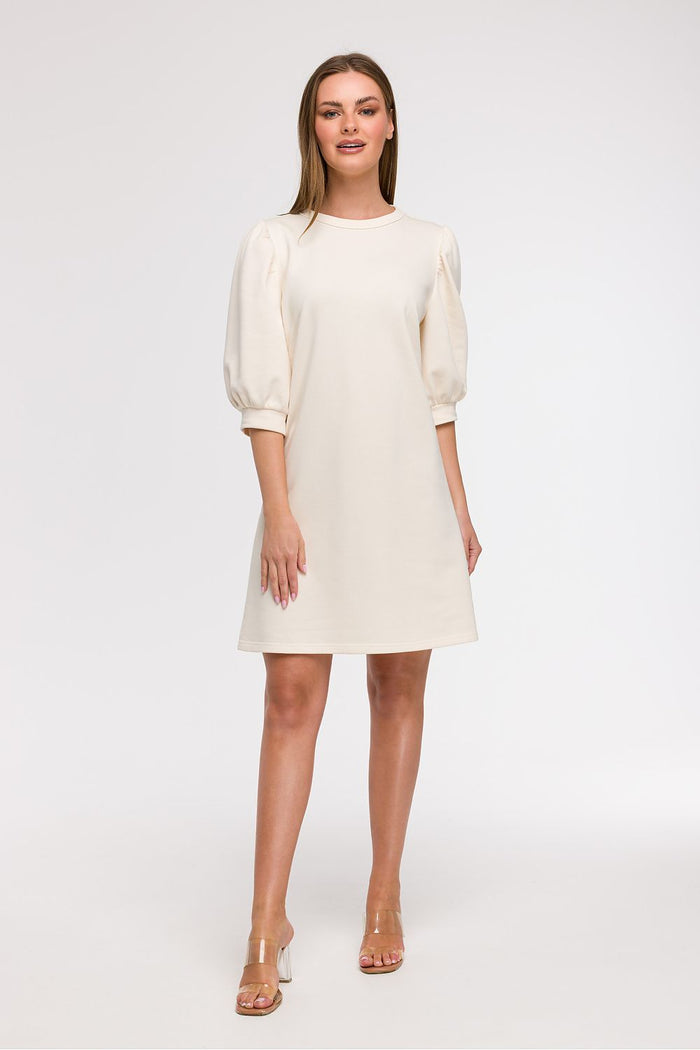 BeWear Womens Cream Puff Sleeve Dress - Dresses