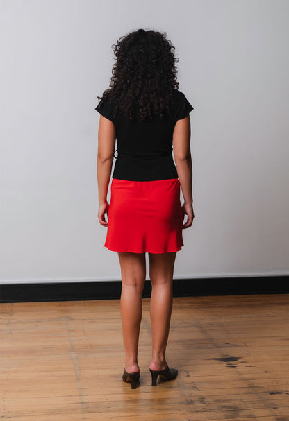 Bias Mini Skirt Pomodoro Silk