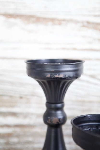 Black Enamel Candlestick Set