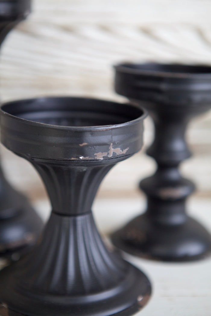 Black Enamel Candlestick Set