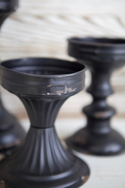 Black Enamel Candlestick Set