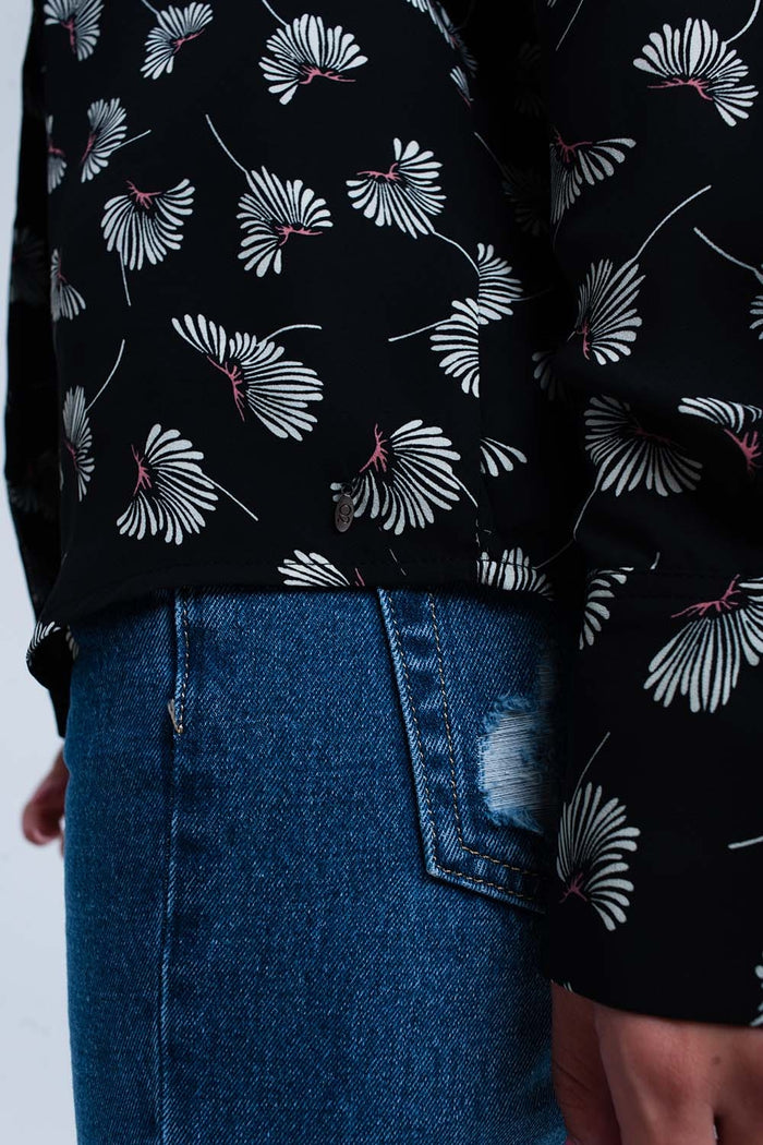 Black floral printed shirt - Shirts