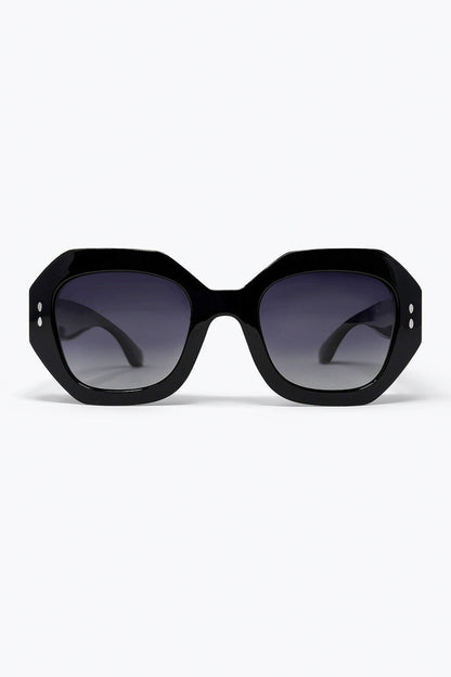 Black Geometric Oversized Frame Gradient Lens Sunglasses