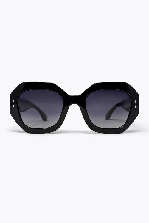 Black Geometric Oversized Frame Gradient Lens Sunglasses