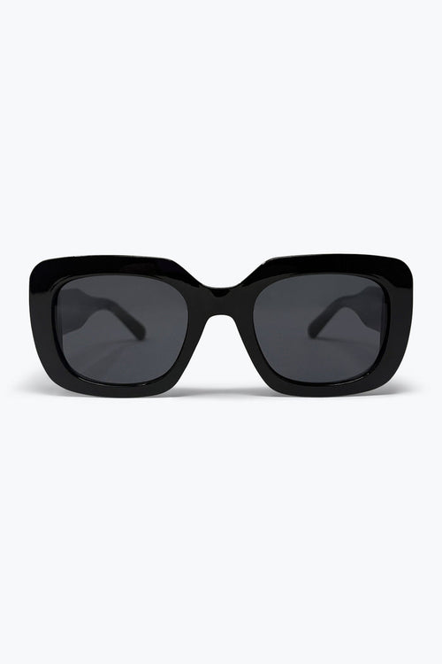 Black Glossy Acetate Oversize Square Frame Sunglasses