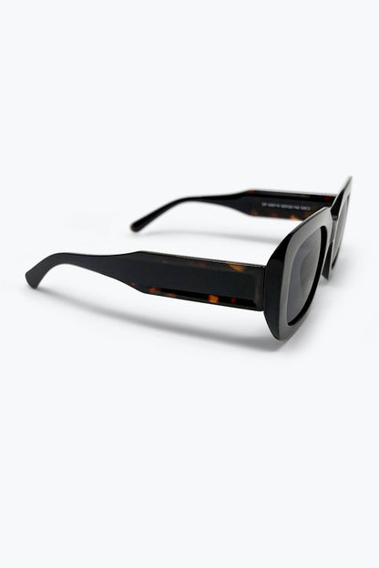 Black Glossy Acetate Oversize Square Frame Sunglasses