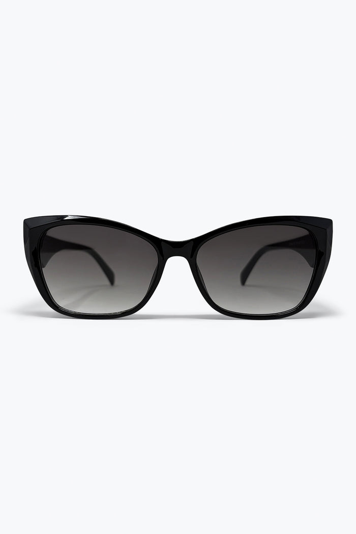 Black Glossy Cat Eye Frame Gradient Lens Sunglasses