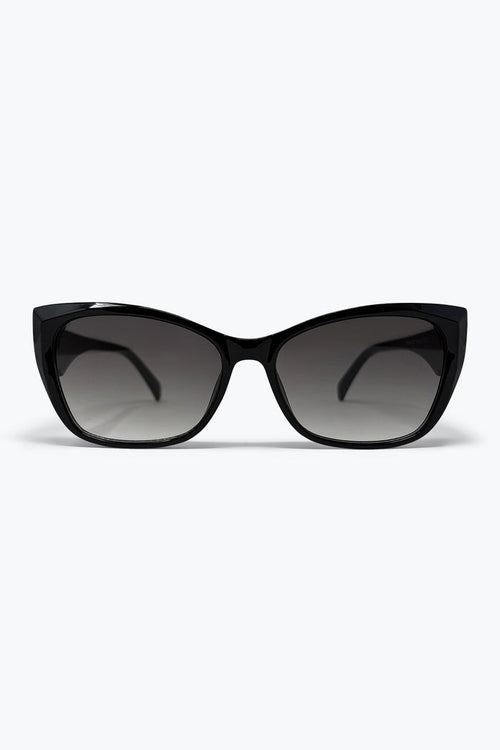 Black Glossy Cat Eye Frame Gradient Lens Sunglasses