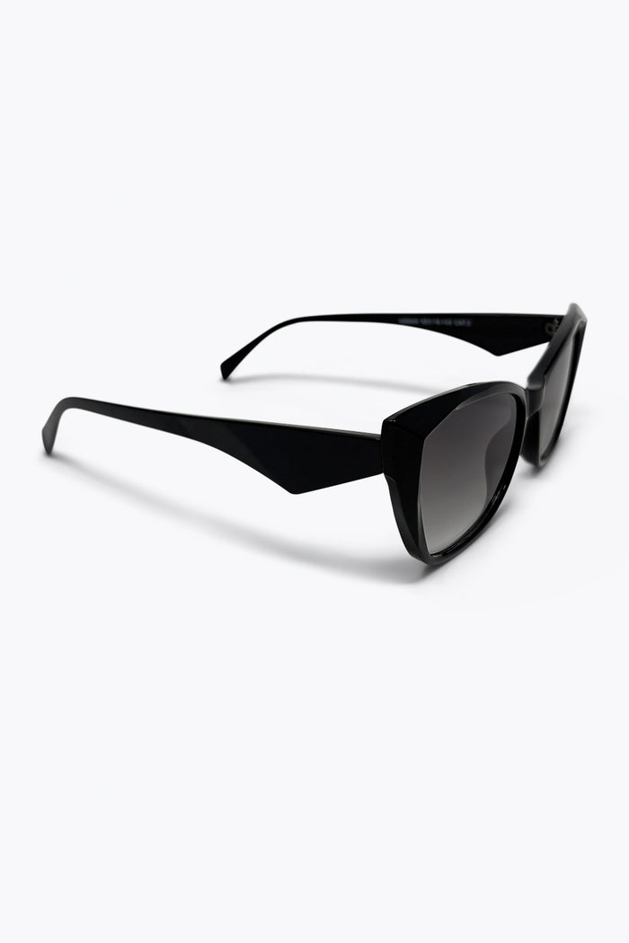 Black Glossy Cat Eye Frame Gradient Lens Sunglasses