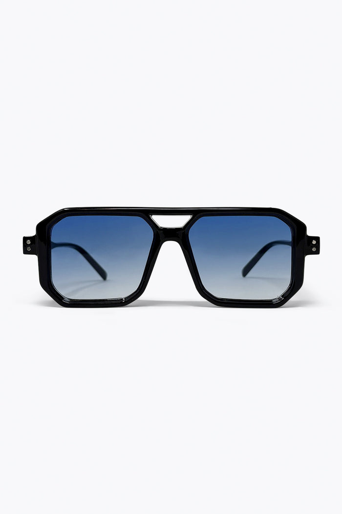 Black Gradient Blue Oversize Square Frame Sunglasses