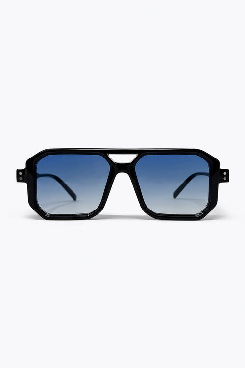 Black Gradient Blue Oversize Square Frame Sunglasses