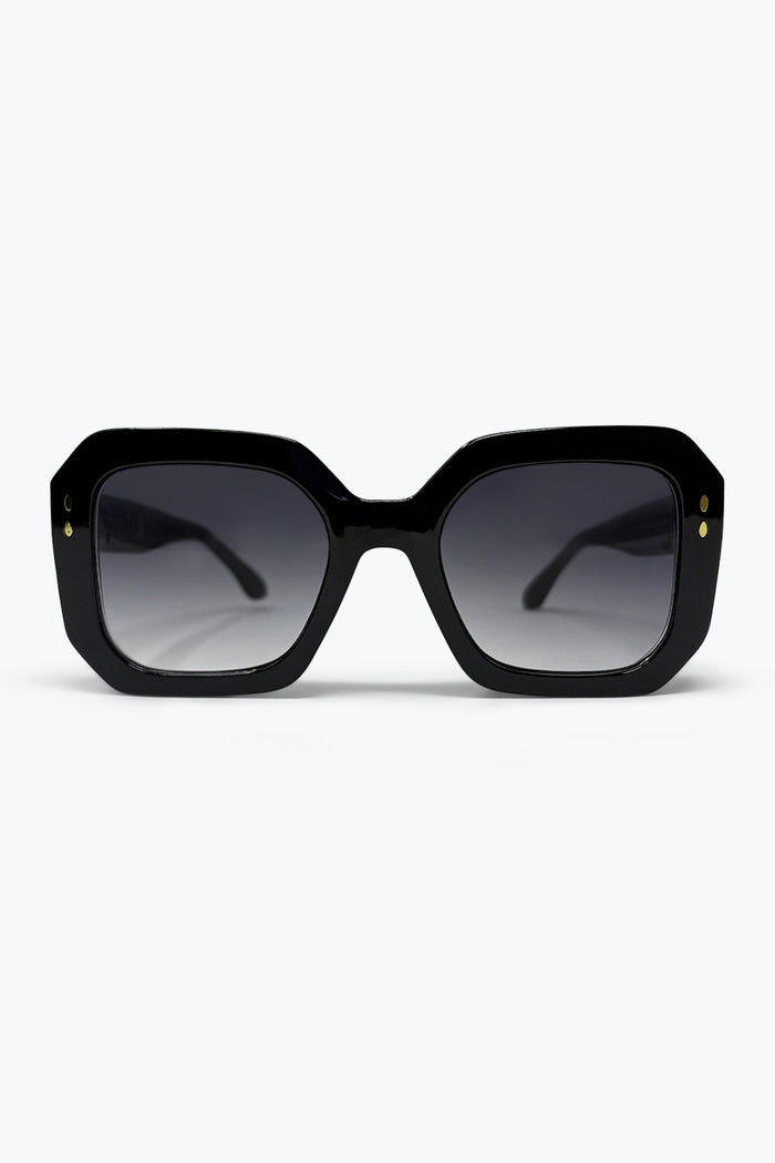 Black Gradient Lens Bold Square Oversize Sunglasses