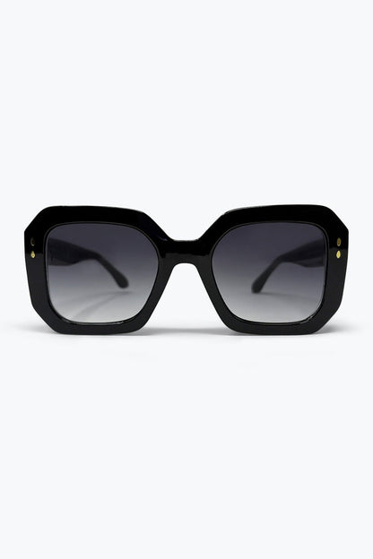 Black Gradient Lens Bold Square Oversize Sunglasses