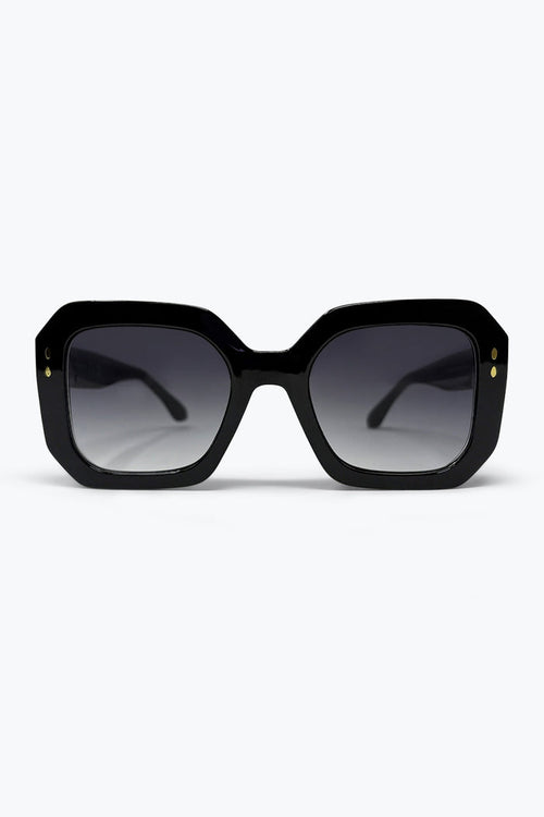 Black Gradient Lens Bold Square Oversize Sunglasses