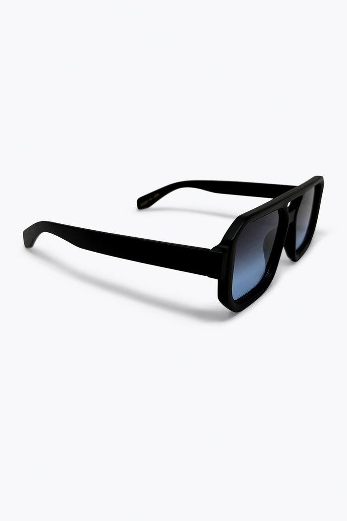 Black Gradient Lens Geometric Frame Oversize Sunglasses