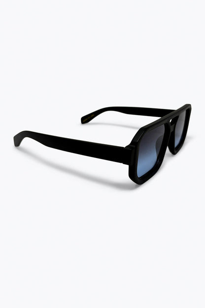 Black Gradient Lens Geometric Frame Oversize Sunglasses