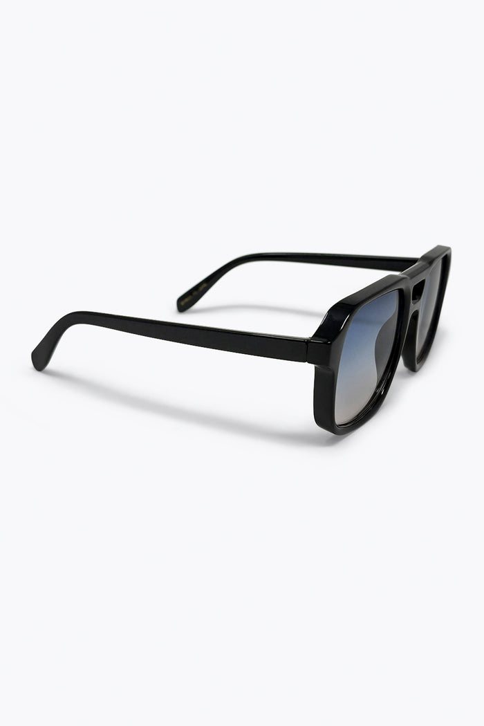Black Gradient Lens Square Frame Classic Aviator Sunglasses