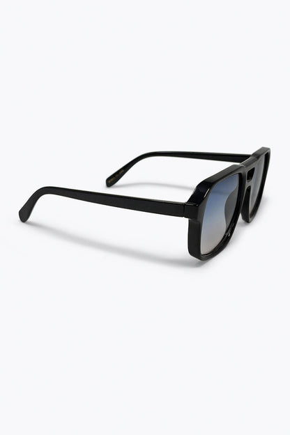 Black Gradient Lens Square Frame Classic Aviator Sunglasses