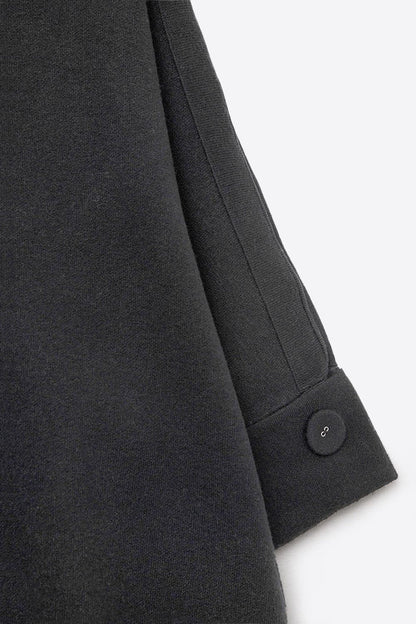 Black Knitted Sweater with sleeves Button Details