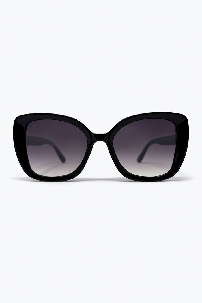 Black Oversize Cat Eye Gradient Lens Fashion Sunglasses